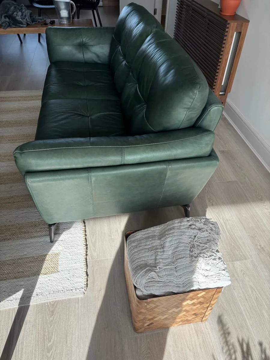 DFS Harlan 3 Seater Leather Sofa (Palatial Forest - Image 3