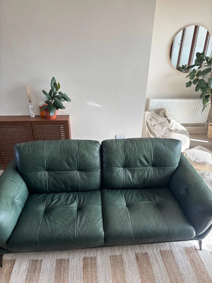 DFS Harlan 3 Seater Leather Sofa (Palatial Forest - Image 4