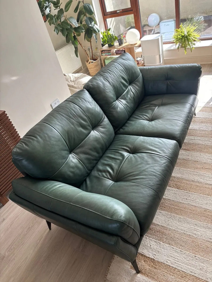 DFS Harlan 3 Seater Leather Sofa (Palatial Forest - Image 1