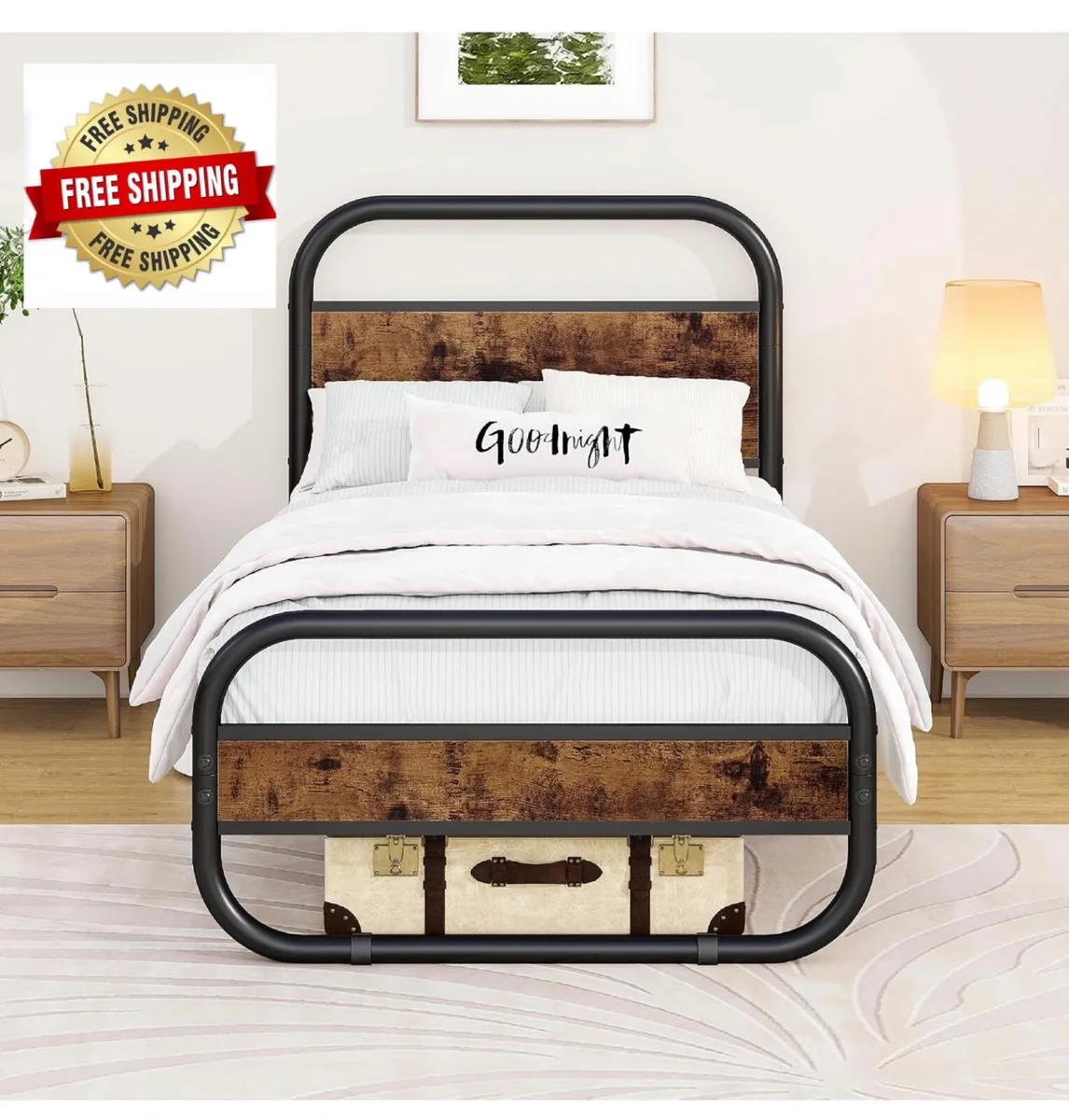 3ft Single Bed Frame,Metal Platform Bed 90x190 cm, - Image 1