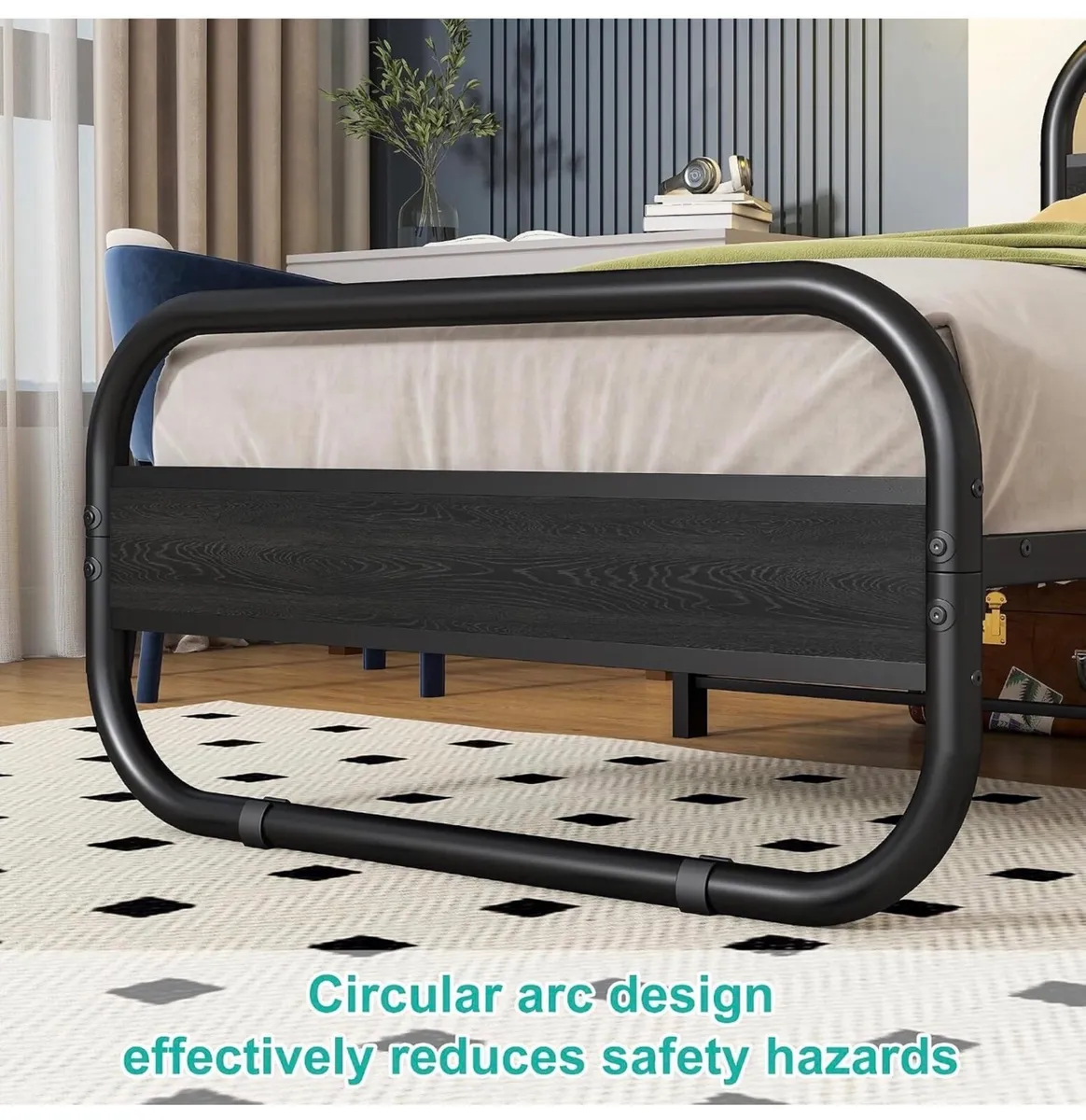 3ft Single Bed Frame with Headboard, Black Bed Fra - Image 3