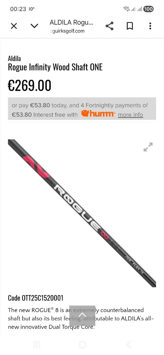 Aldila Rogue Infinity, stiff Ping adapter