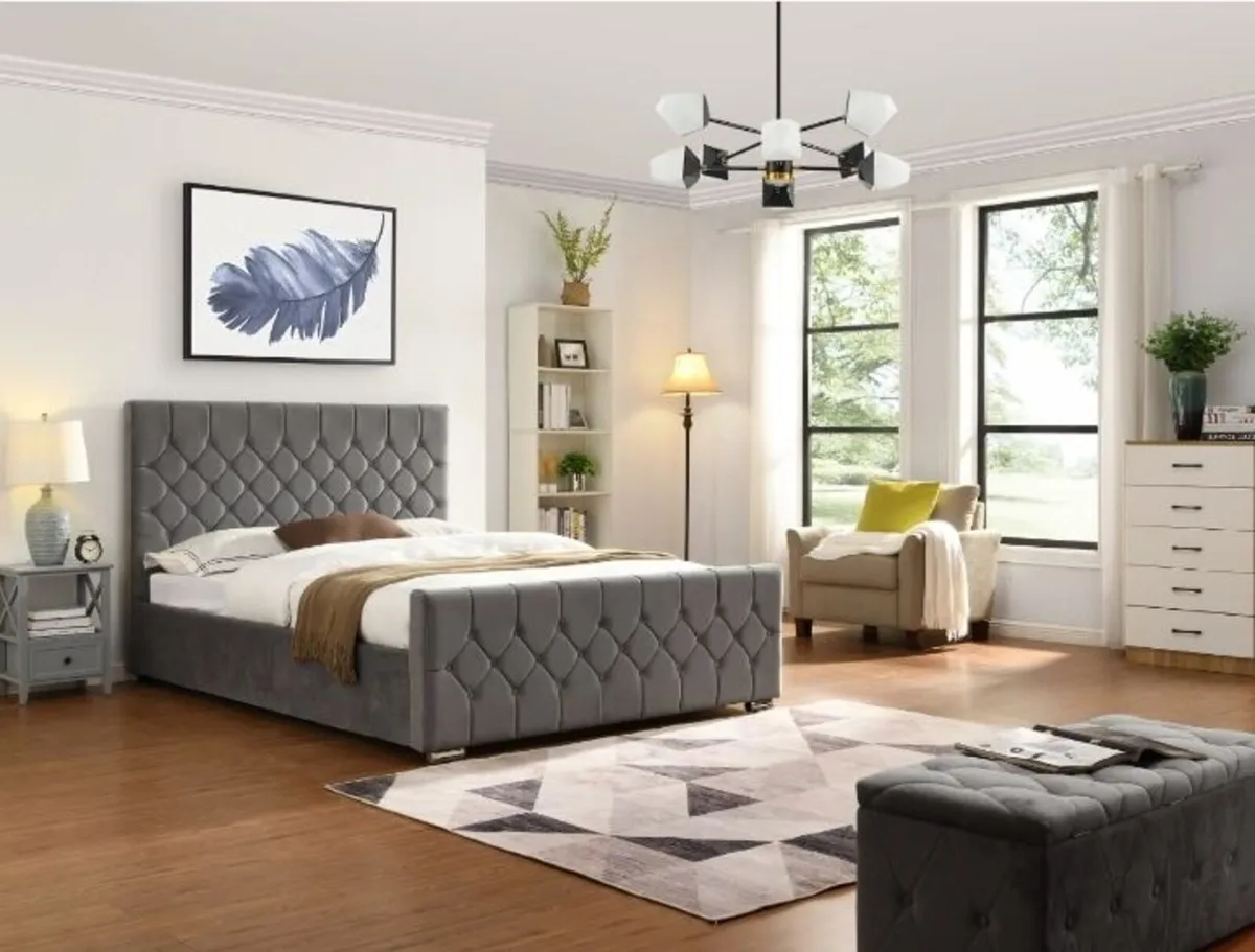 Galway Grey Fabric Bed - Image 1