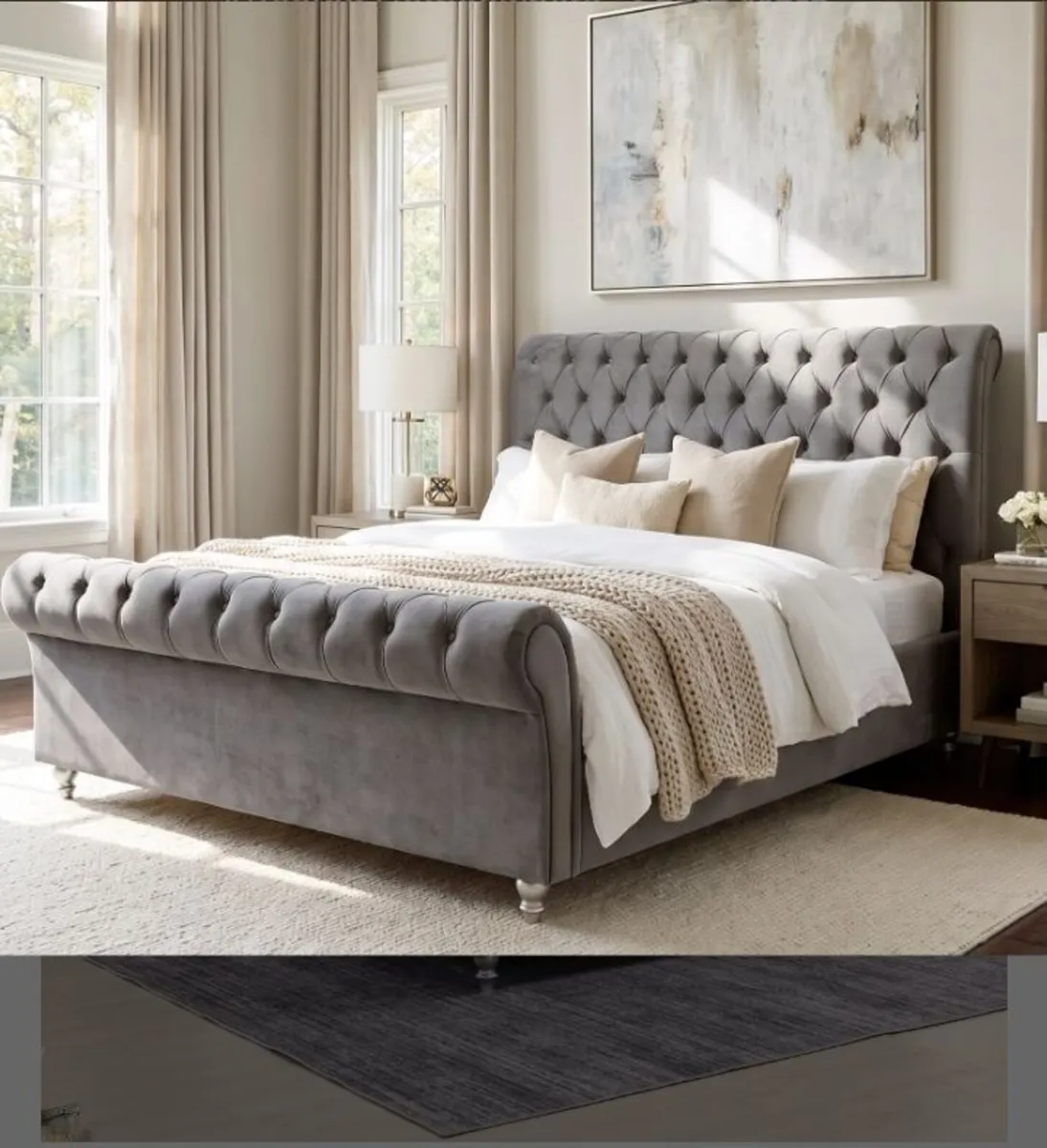 Kilkenny Grey Velvet Bed