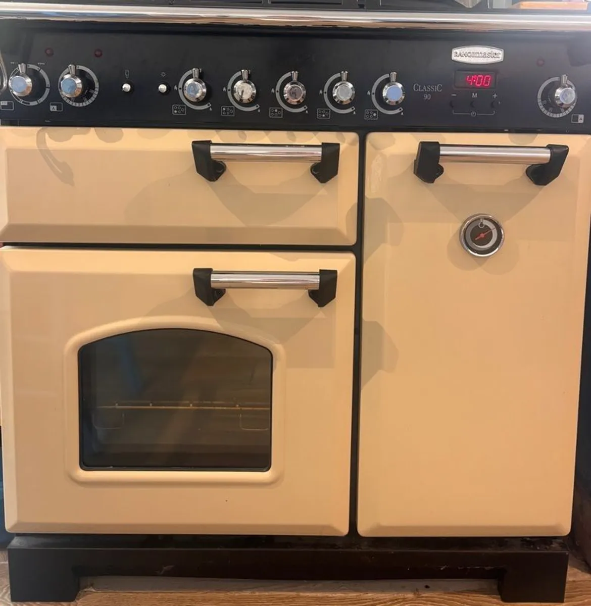 Cream Rangemaster Kitchener 90cm Dual Fuel Range Cooker - Image 1
