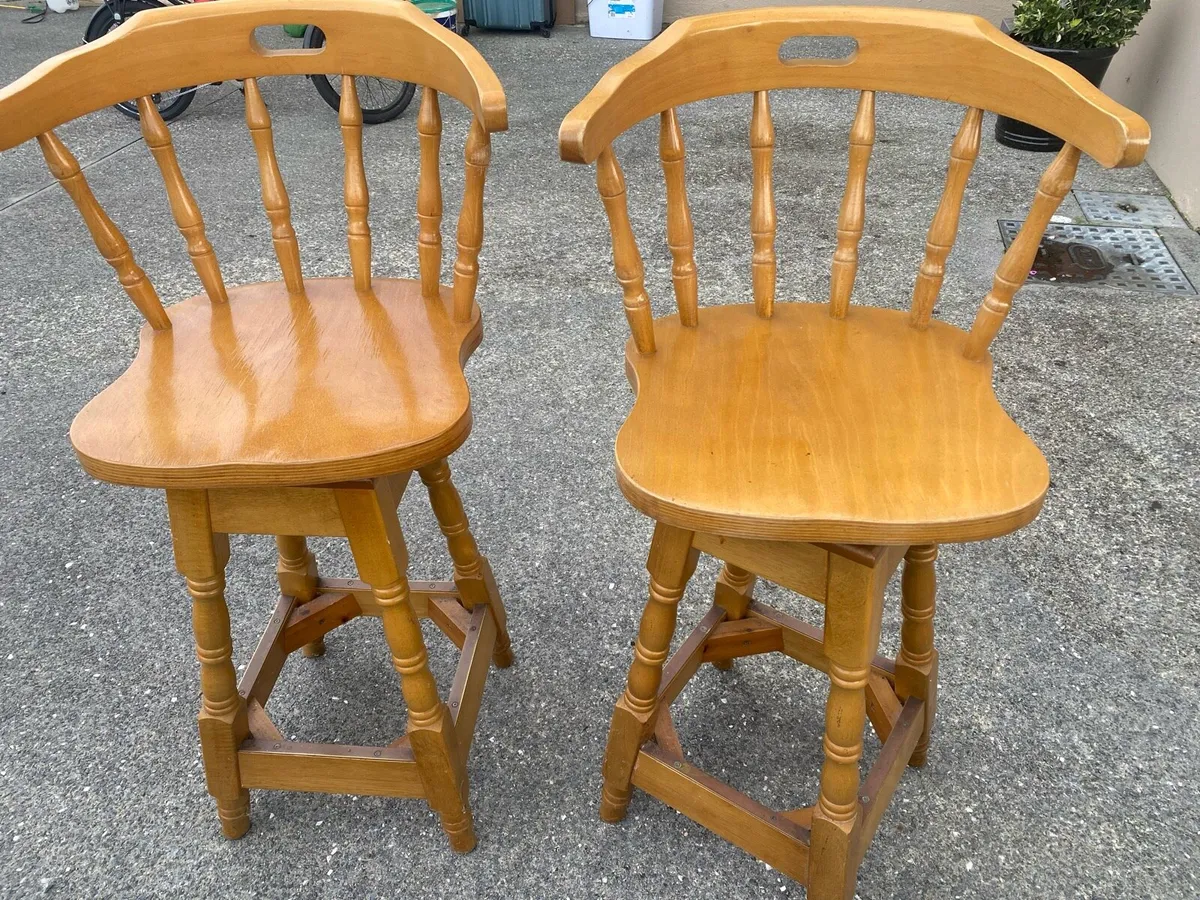 Wooden Swivel Counter Chairs - Image 1
