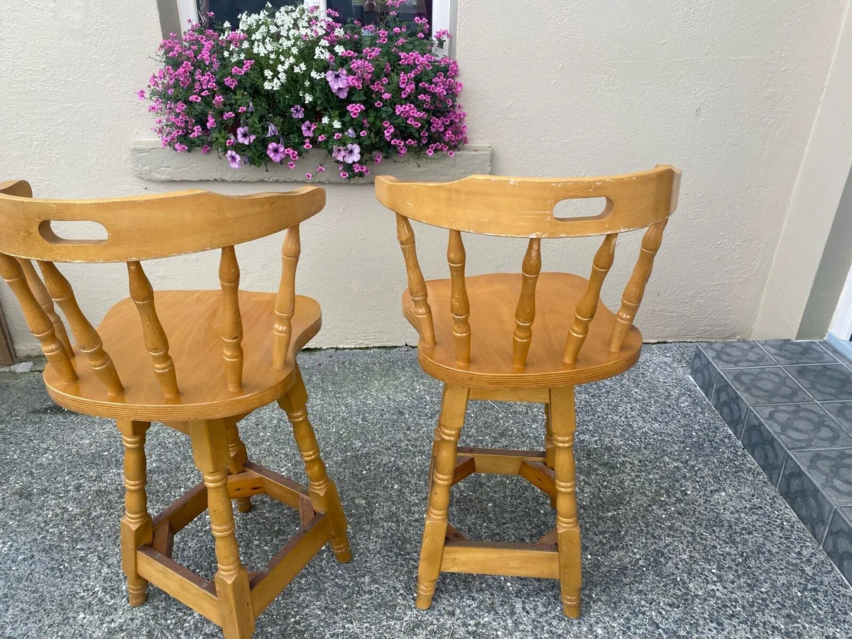 Wooden Swivel Counter Chairs - Image 2