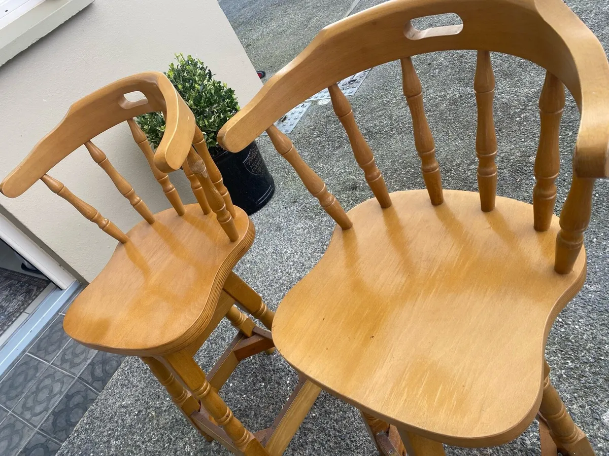 Wooden Swivel Counter Chairs - Image 3