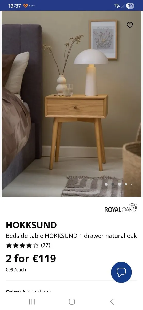 Bedside table Oak  New condition - Image 1
