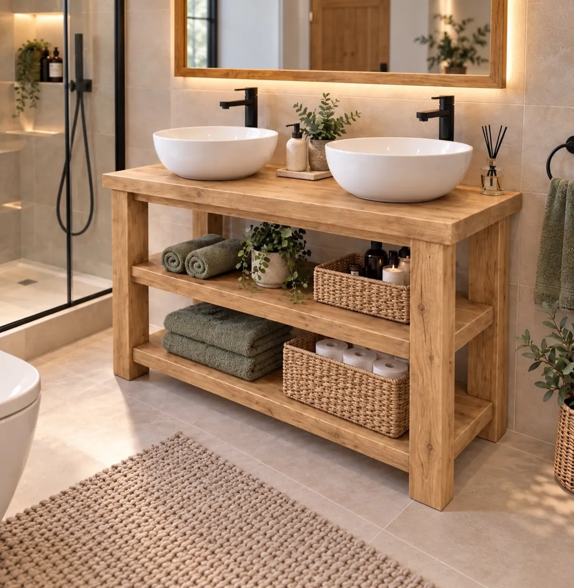 Handmade Rustic Bathroom Vanity Unit - Image 1