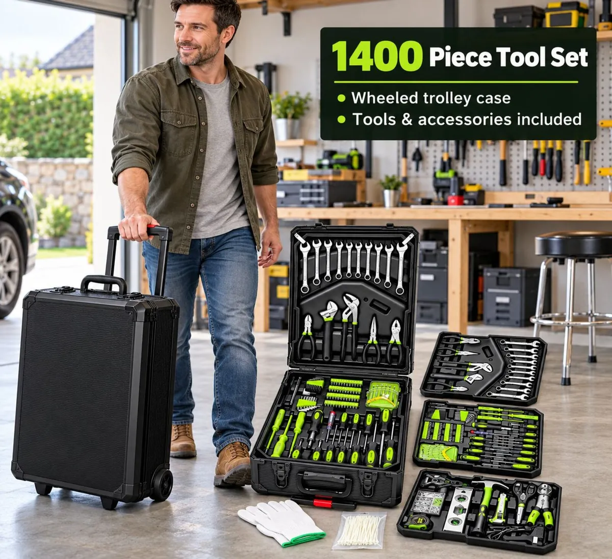 1400 Piece Tool Box Trolley Set With Wheels - Image 4