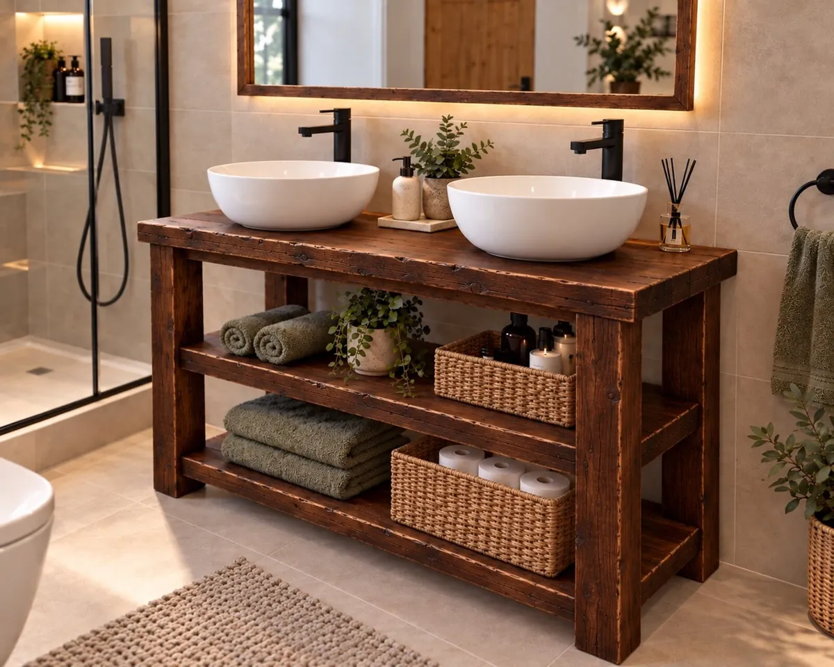Handmade Rustic Bathroom Double Vanity - 1200mm - Image 1