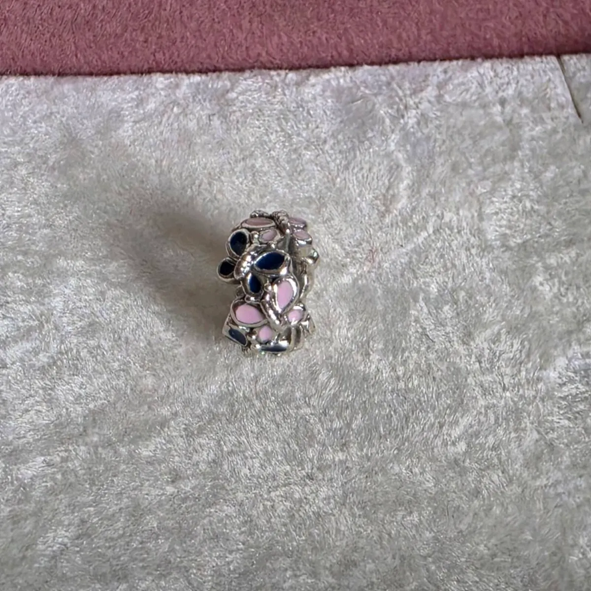 Pandora pink/blue butterfly  spacer charm - Image 1