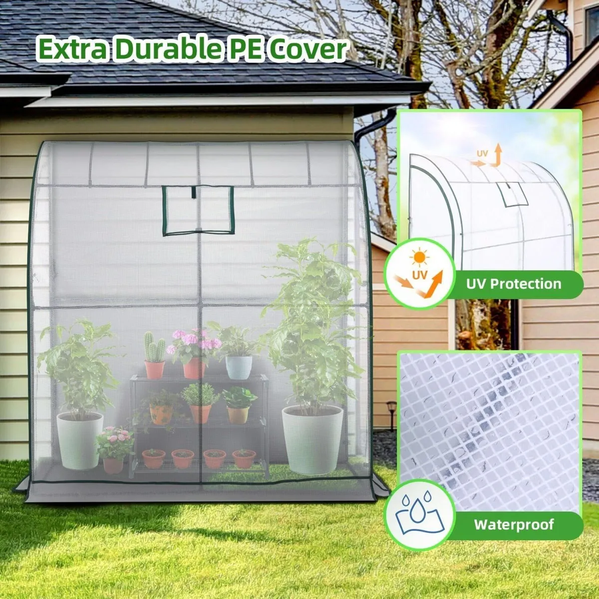 200x100x210cm Garden Greenhouse with Mesh Windows - Image 3