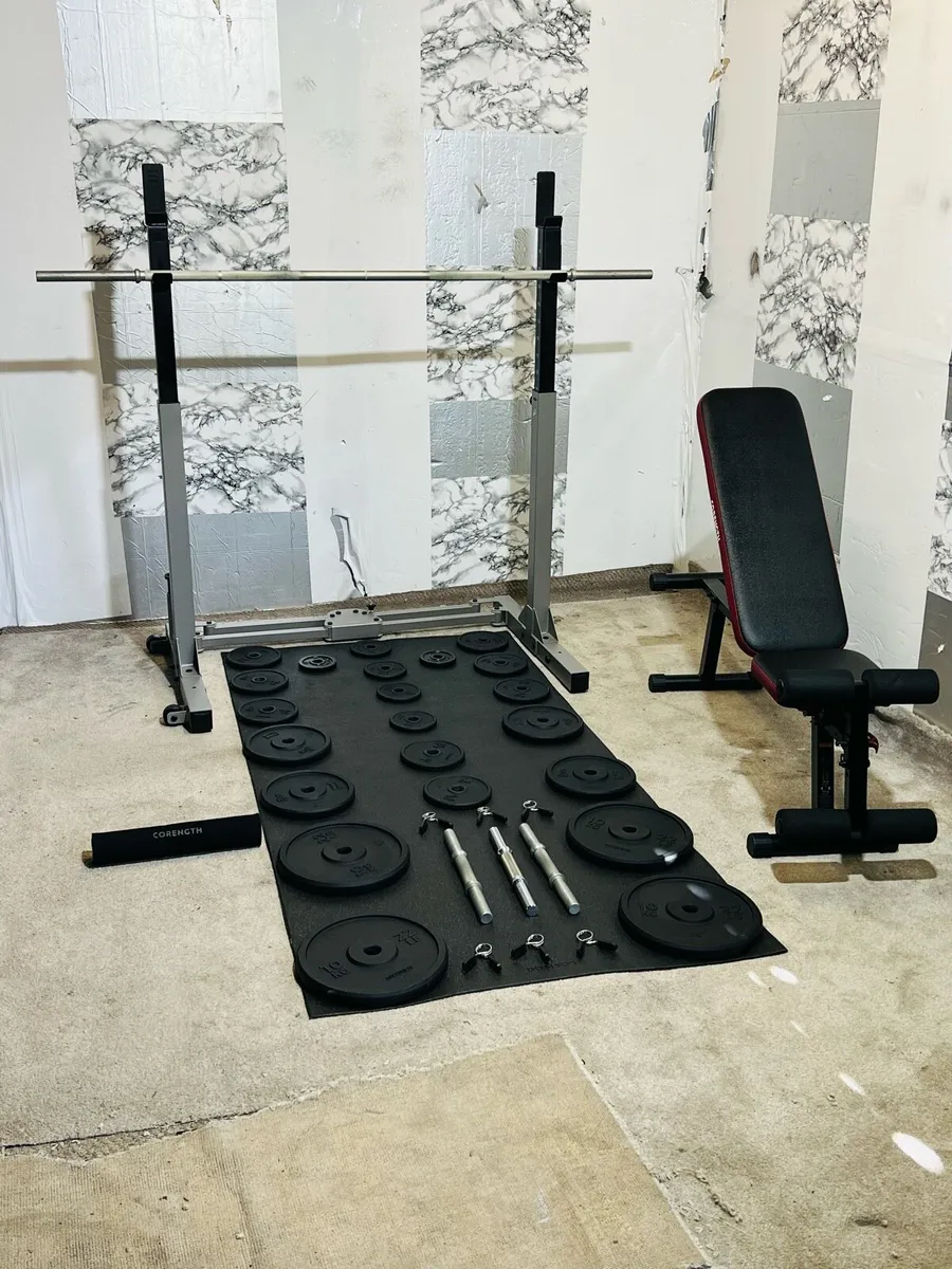 BRANDED: CAST IRON WEIGHTS FOLDING RACK BENCH BARS - Image 2