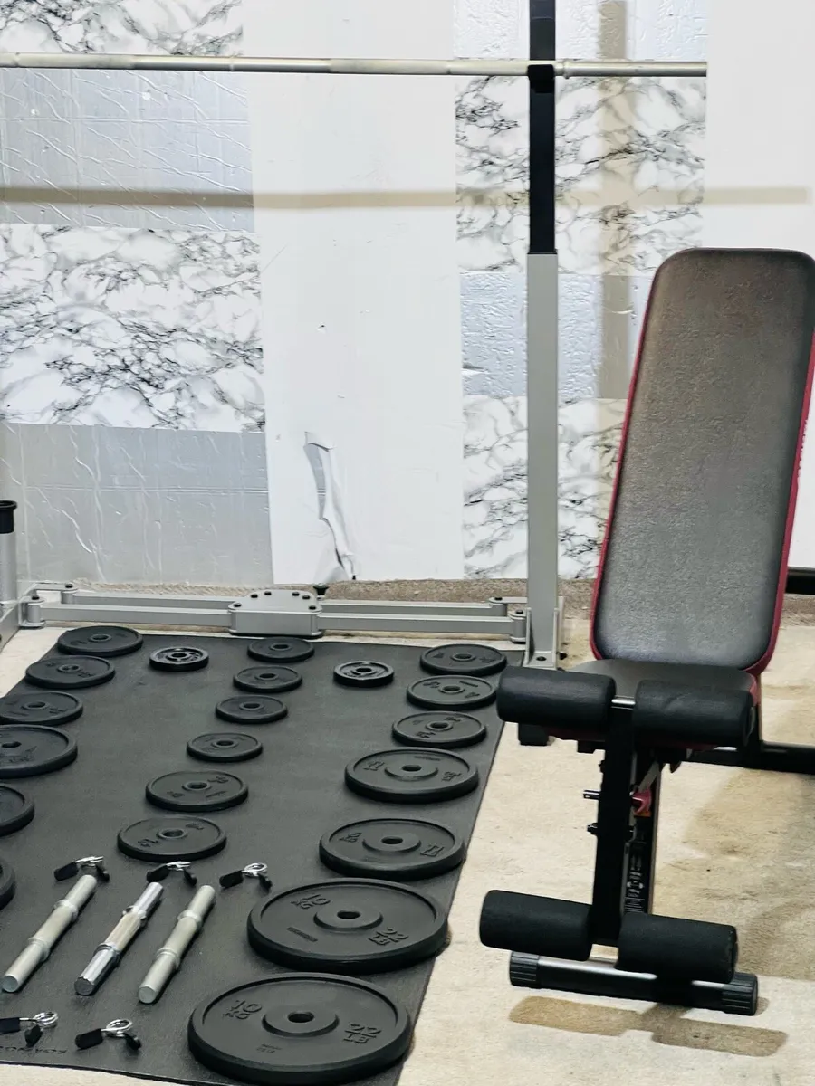 BRANDED: CAST IRON WEIGHTS FOLDING RACK BENCH BARS - Image 3
