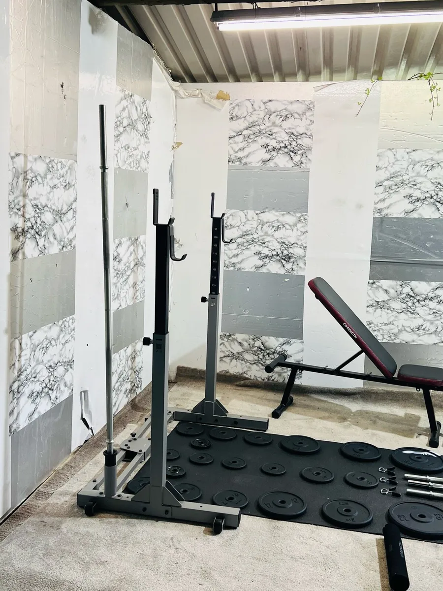 BRANDED: CAST IRON WEIGHTS FOLDING RACK BENCH BARS - Image 4
