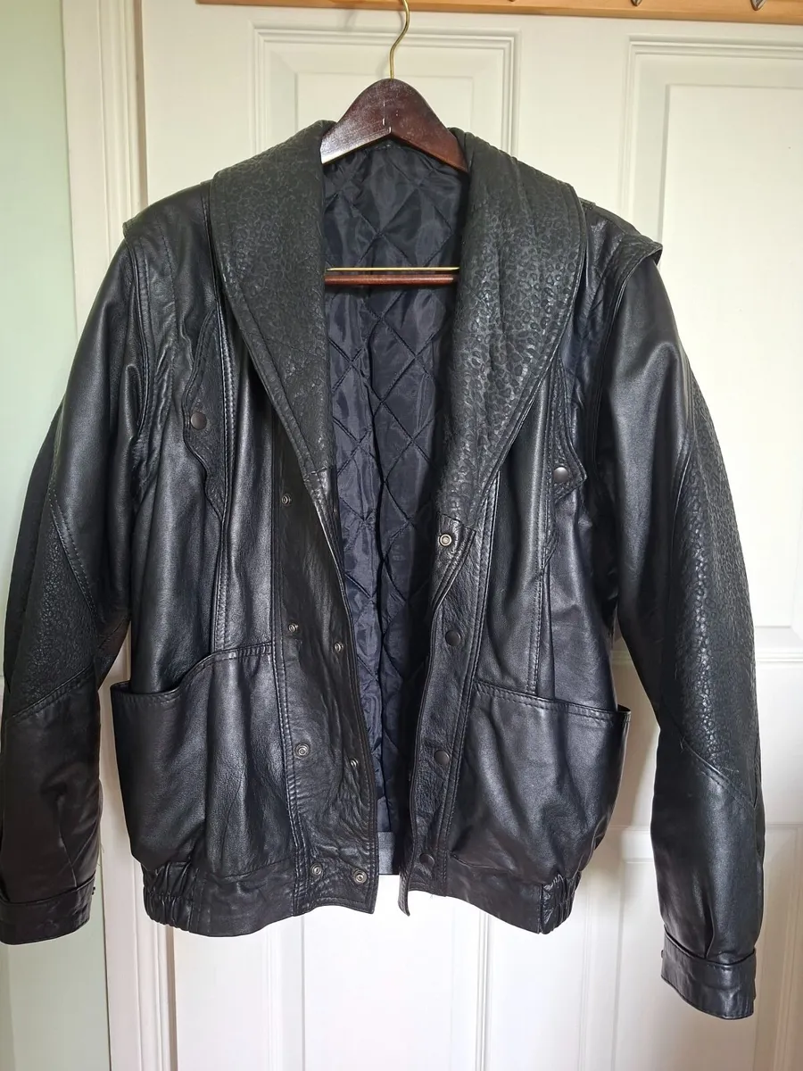 Vintage  black leather jacket - Image 1