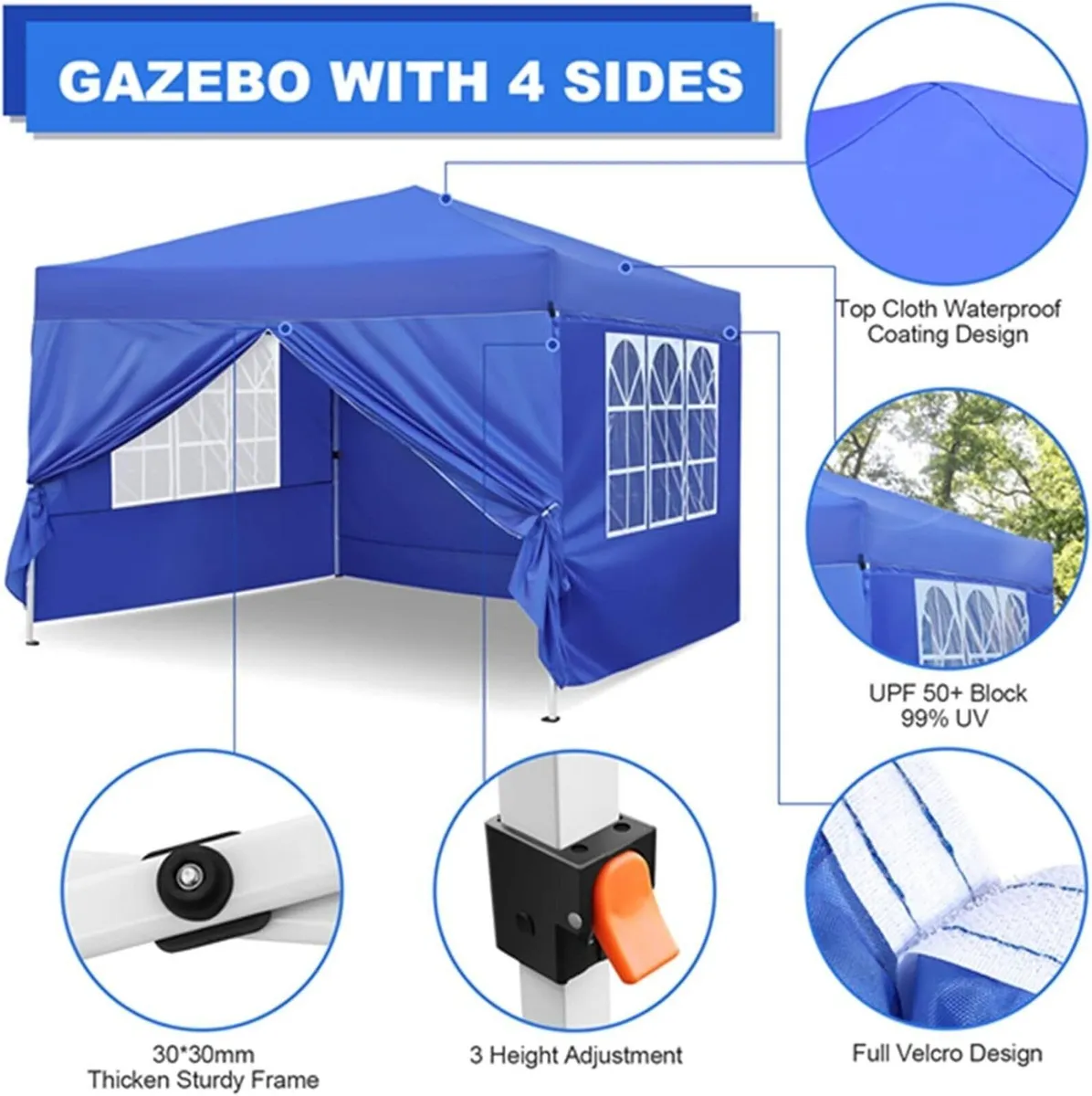 3×3m Pop-Up Gazebo with Sandbags & Carry Bag - Image 2