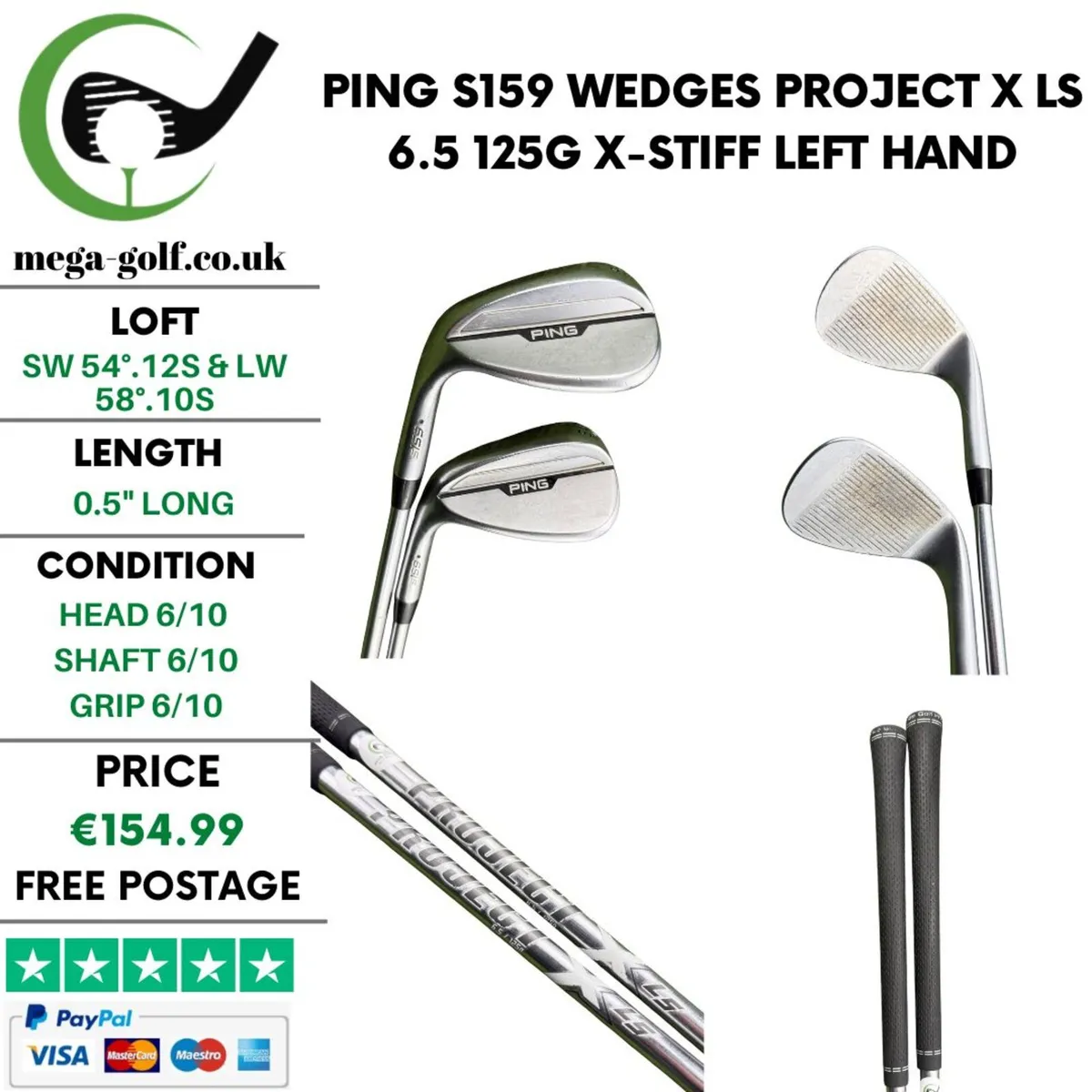 Ping S159 Wedges Sw 54°.12S & Lw 58°.10S / X-Stiff - Image 1