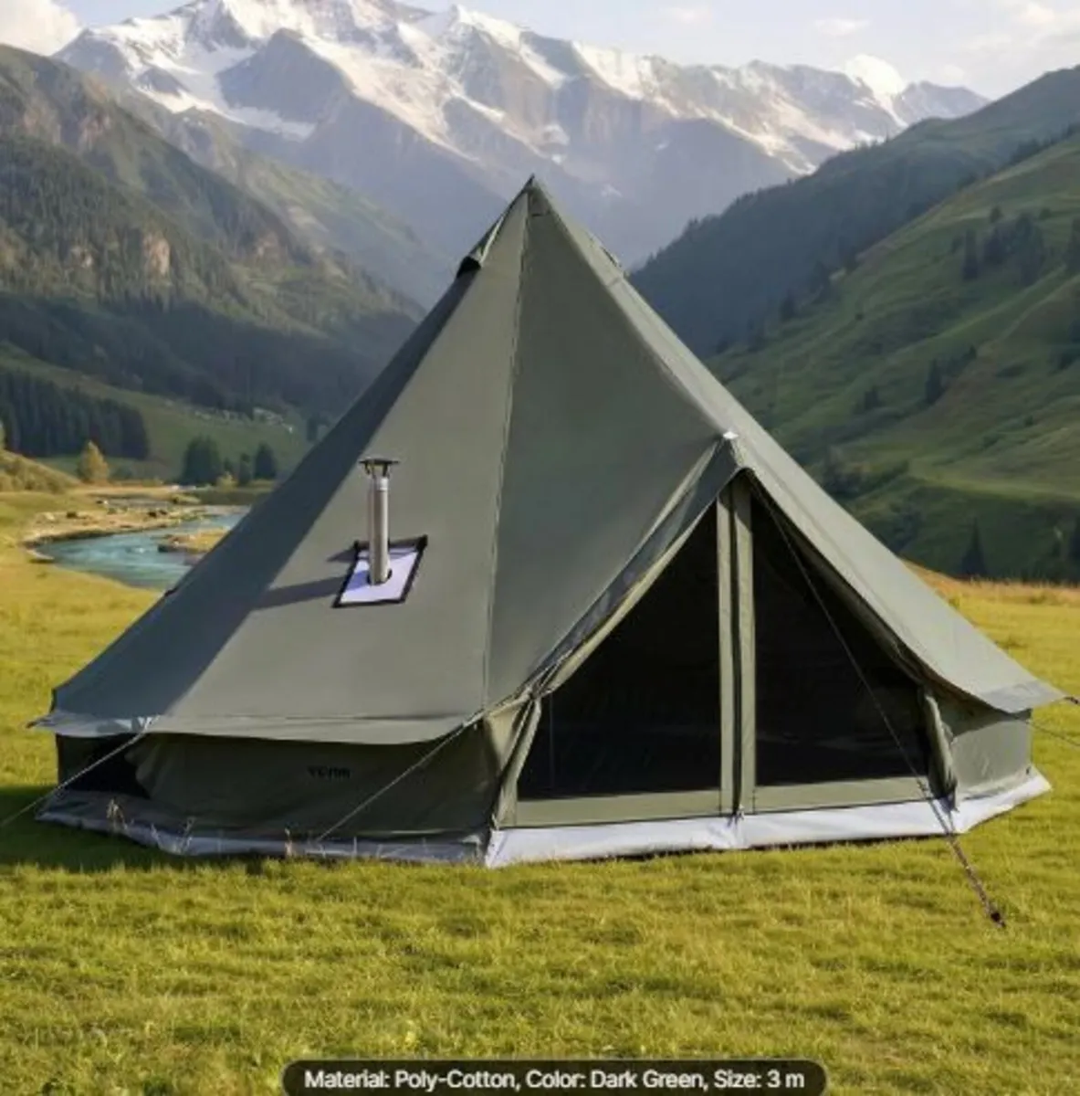 Canvas Bell Tent,4 Seasons 3 m Yurt Tent for Camp - Image 1