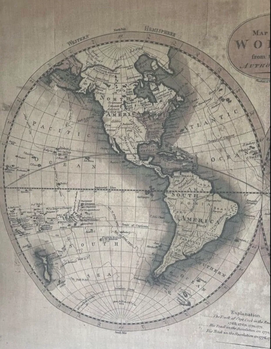 Vintage canvas map of the world - Image 4