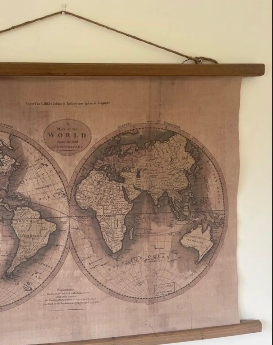 Vintage canvas map of the world - Image 3