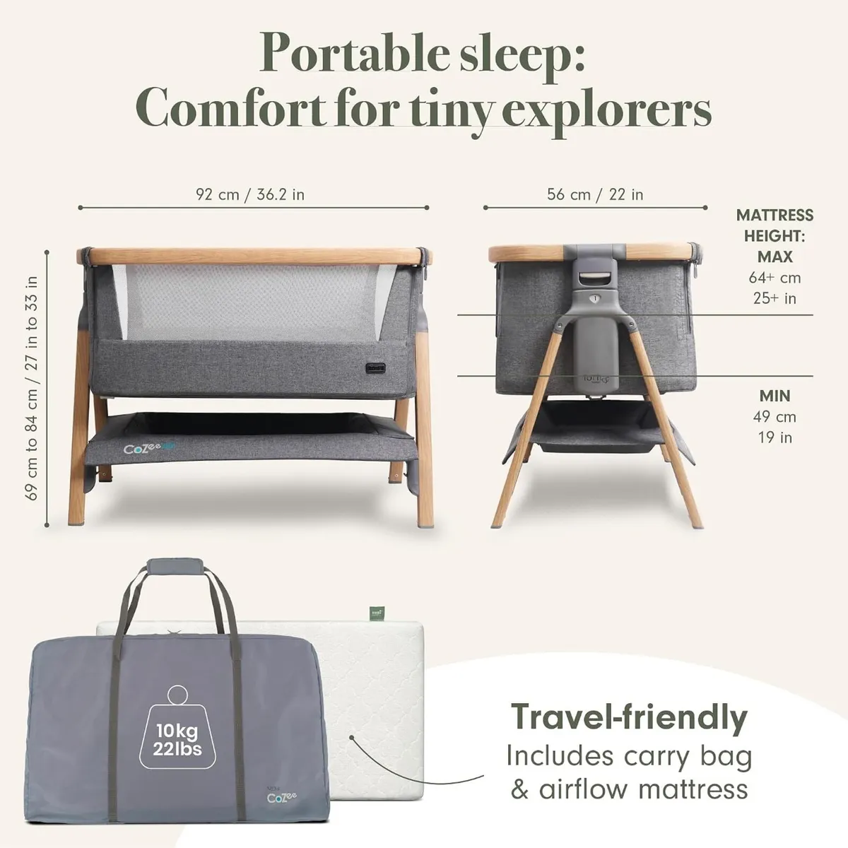 Tutti Bambini Cozee Air Bedside Crib - Image 2