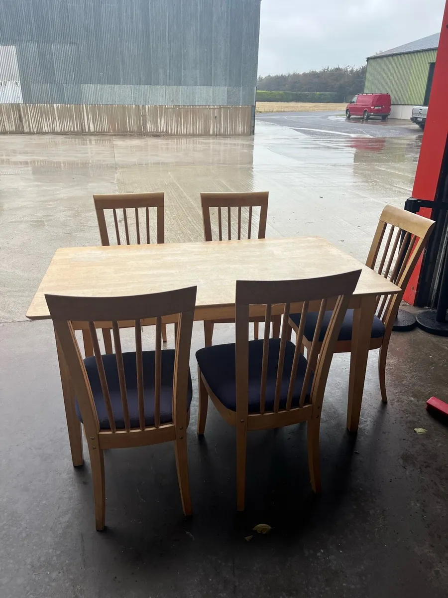 Solid Wooden Dining Table & 5 Chairs - Image 1