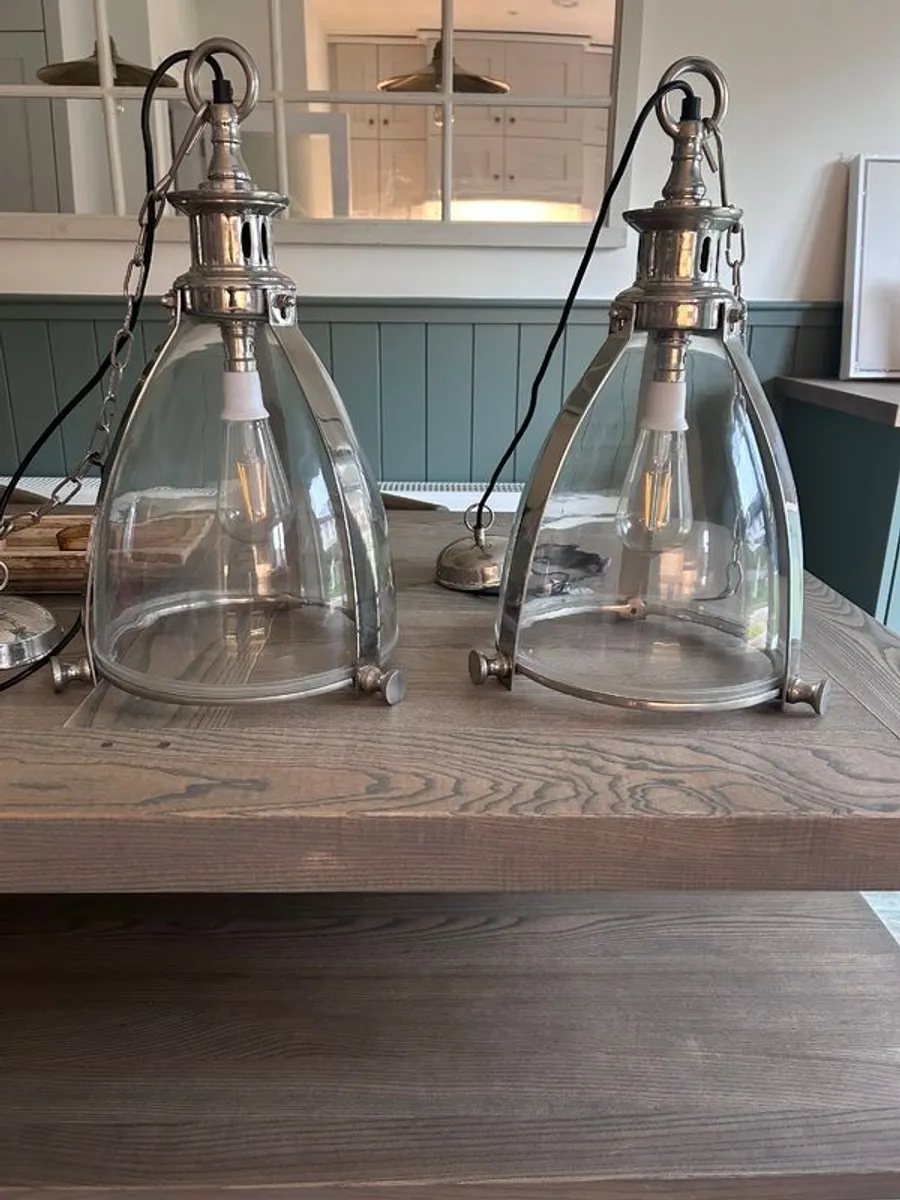 Chrome Glass Lantern Ceiling Light