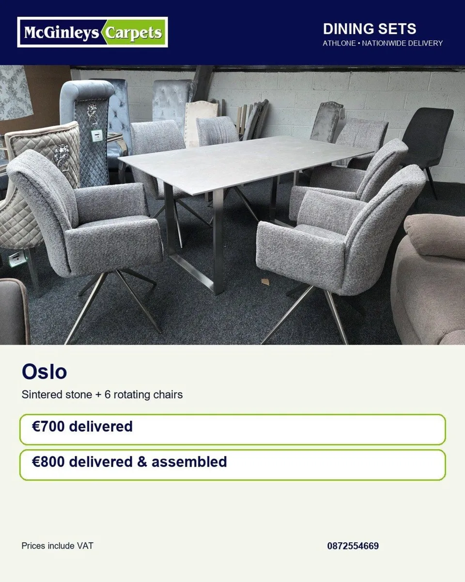 Oslo Dining Set with 6 Rotating Chairs - Image 1