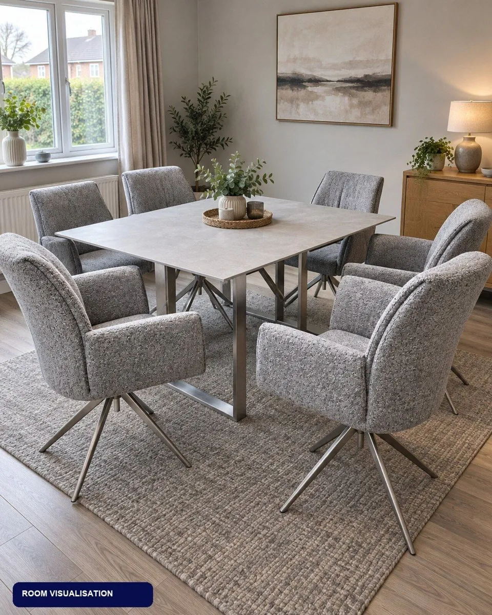 Oslo Dining Set with 6 Rotating Chairs - Image 2