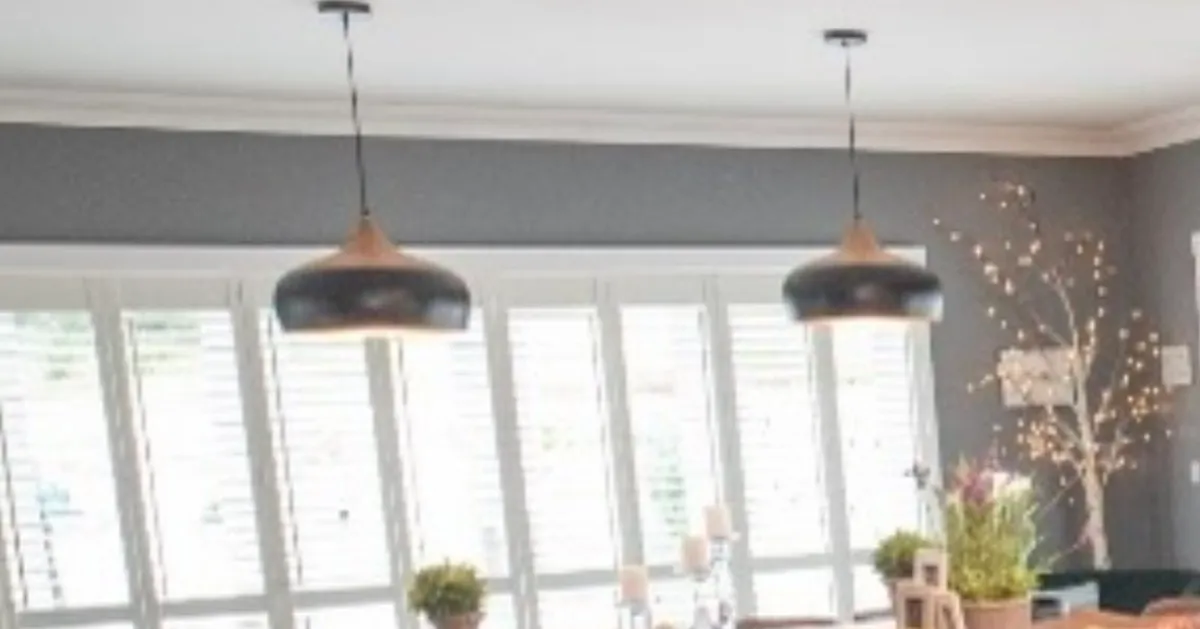 Matching pair of black and wood pendant lights - Image 4