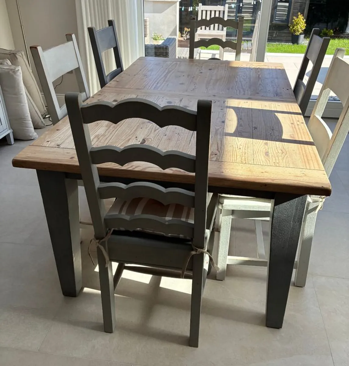 Reclaimed Pine Extendable Dining Table & 6 Chairs - Image 1