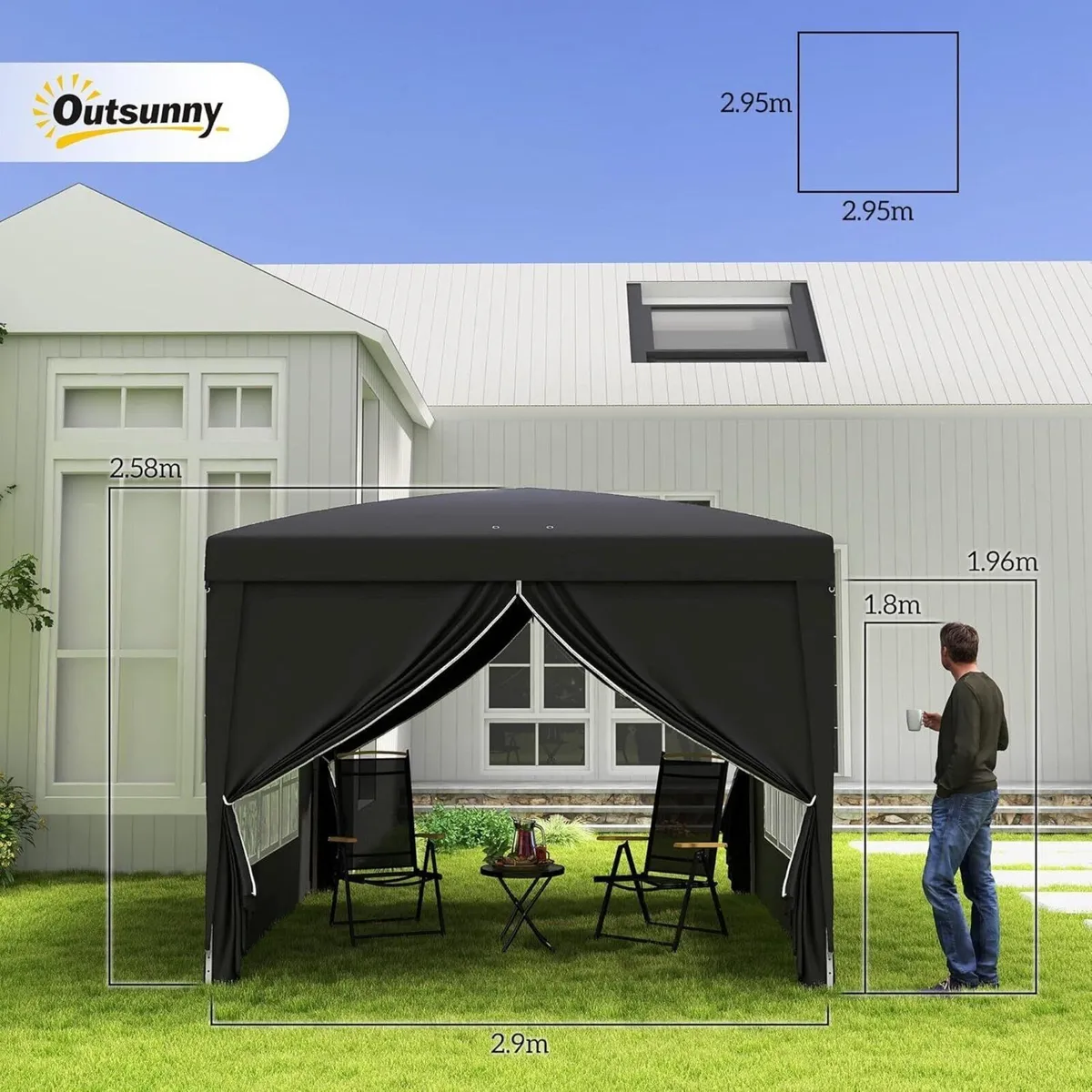 3×3m Waterproof Gazebo Canopy Tent with Carry Bag - Image 4