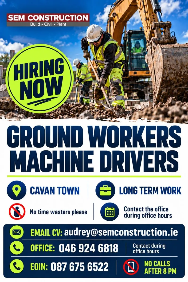 Wanted ground workers , machine drivers Cavan - Image 1