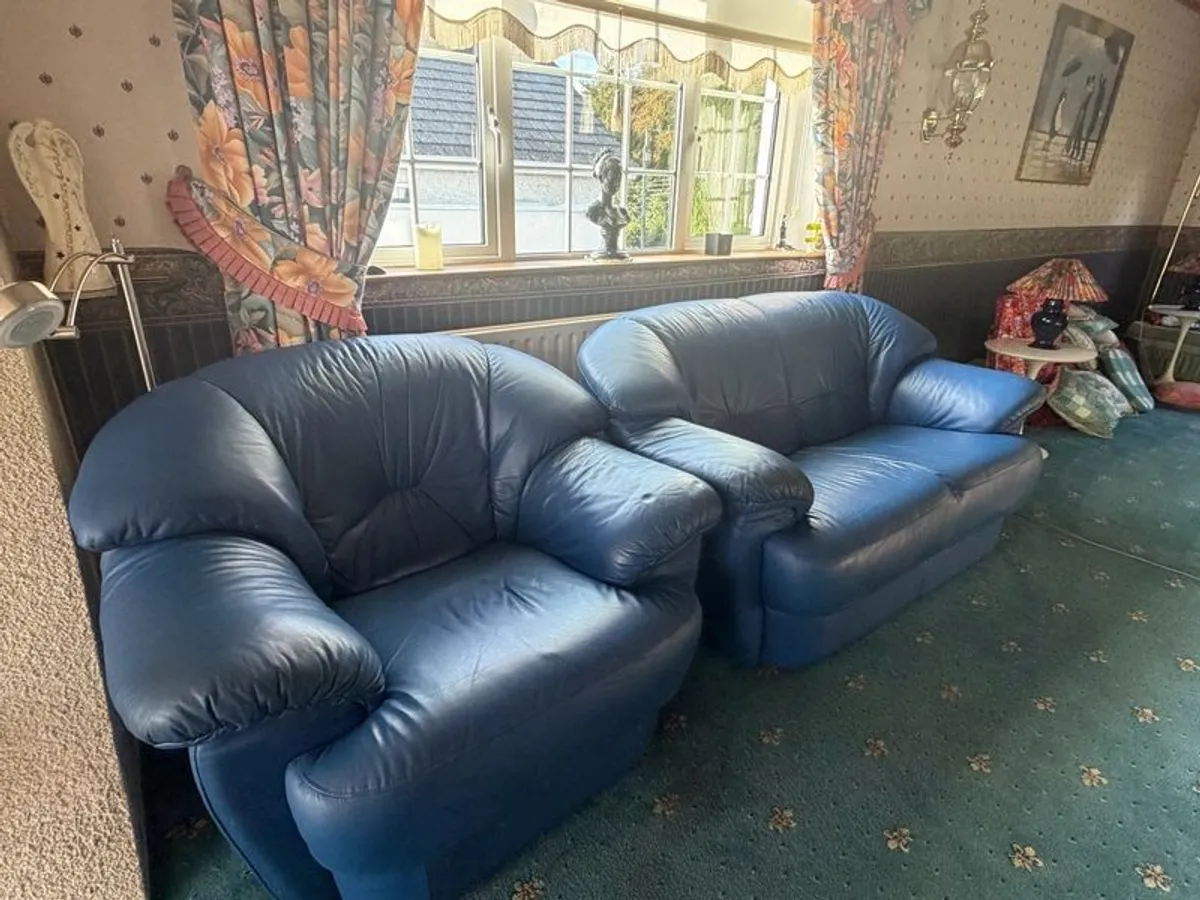 Two seater and armchair  , leather. - Image 1