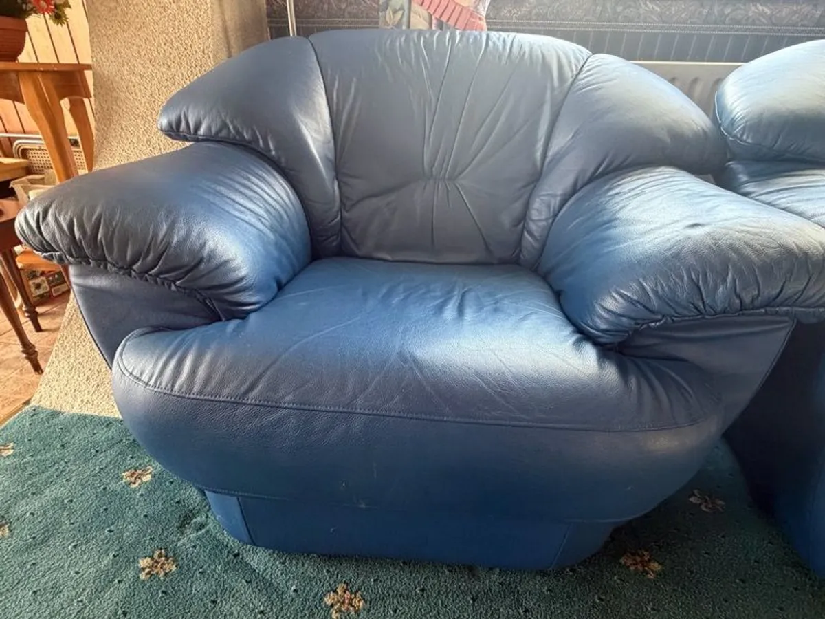 Two seater and armchair  , leather. - Image 2