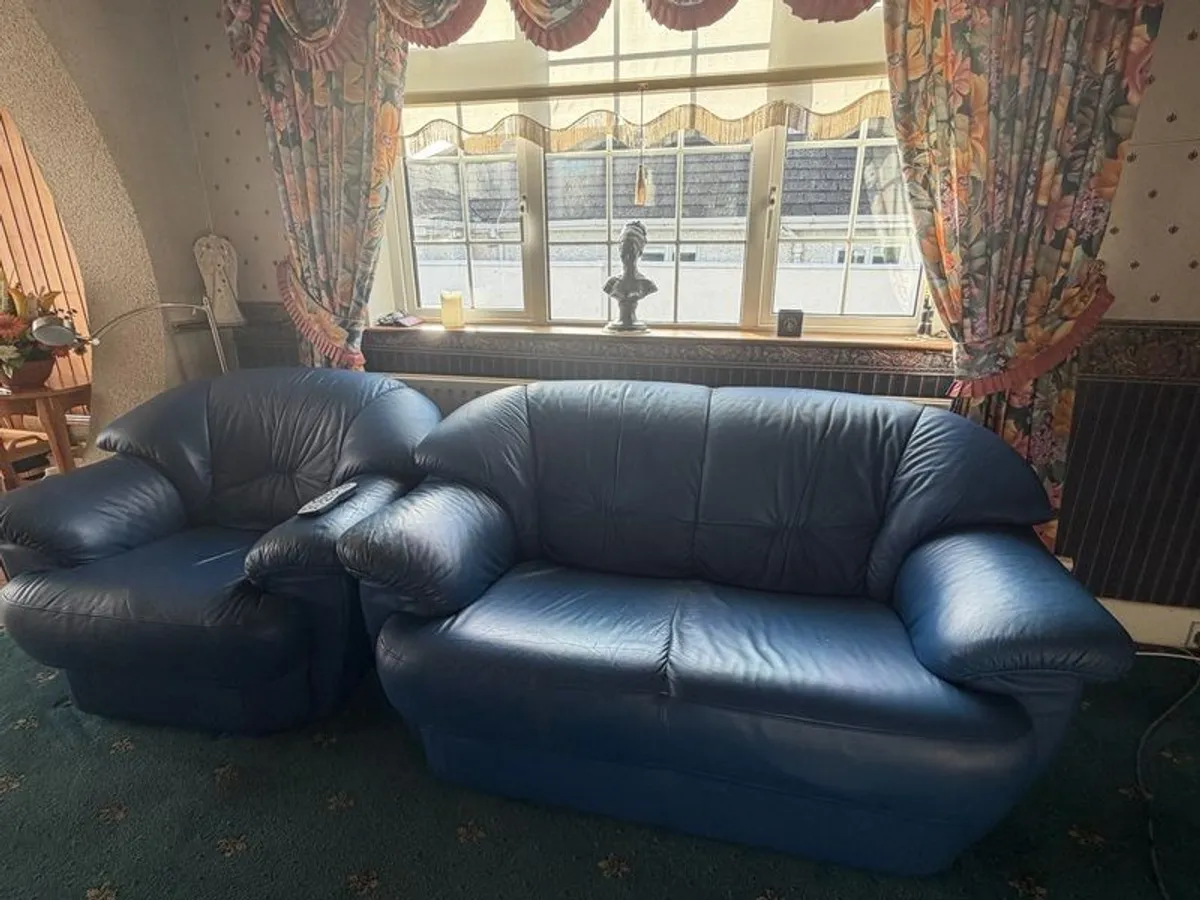 Two seater and armchair  , leather. - Image 4