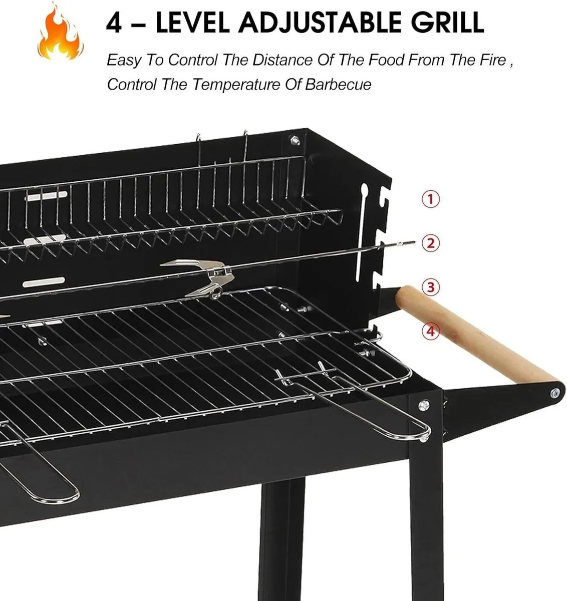 Charcoal BBQ Grill Outdoor Trolley Cooking Station - Image 2