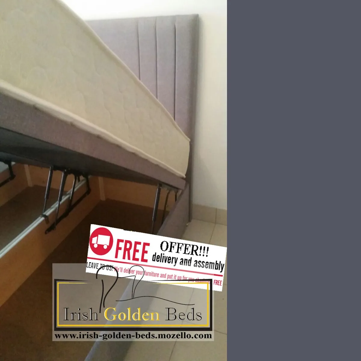 ANY HEADBOARD HEIGHT  Ottoman Storage Bed Gas Lift - Image 1