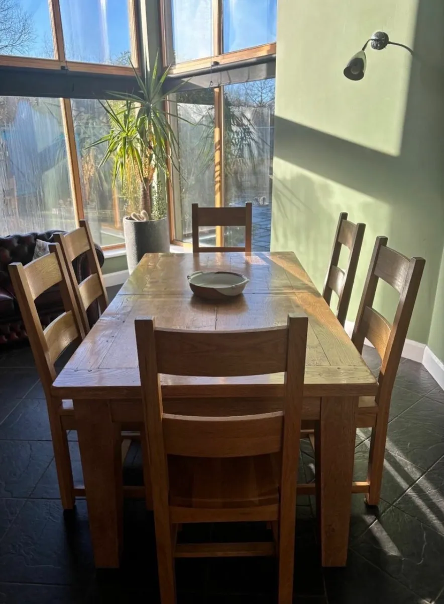 Dining Room Solid Oak Table and Chairs - Image 1