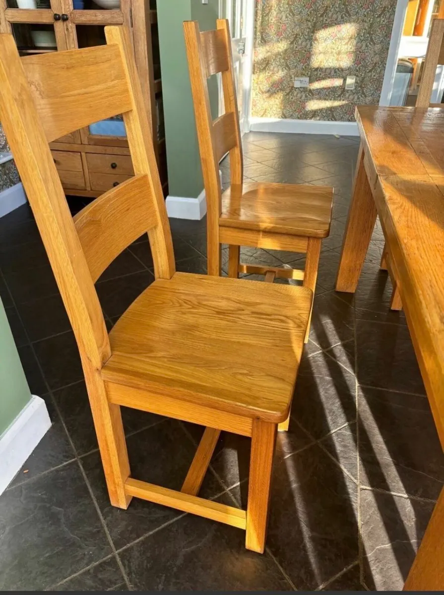 Dining Room Solid Oak Table and Chairs - Image 2