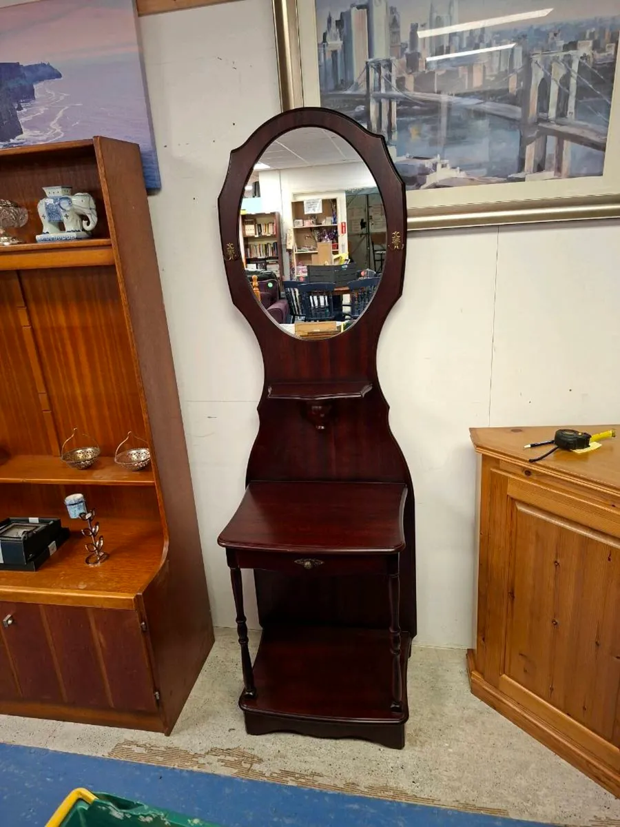 VINTAGE WOODEN HALL MIRROR - Image 1
