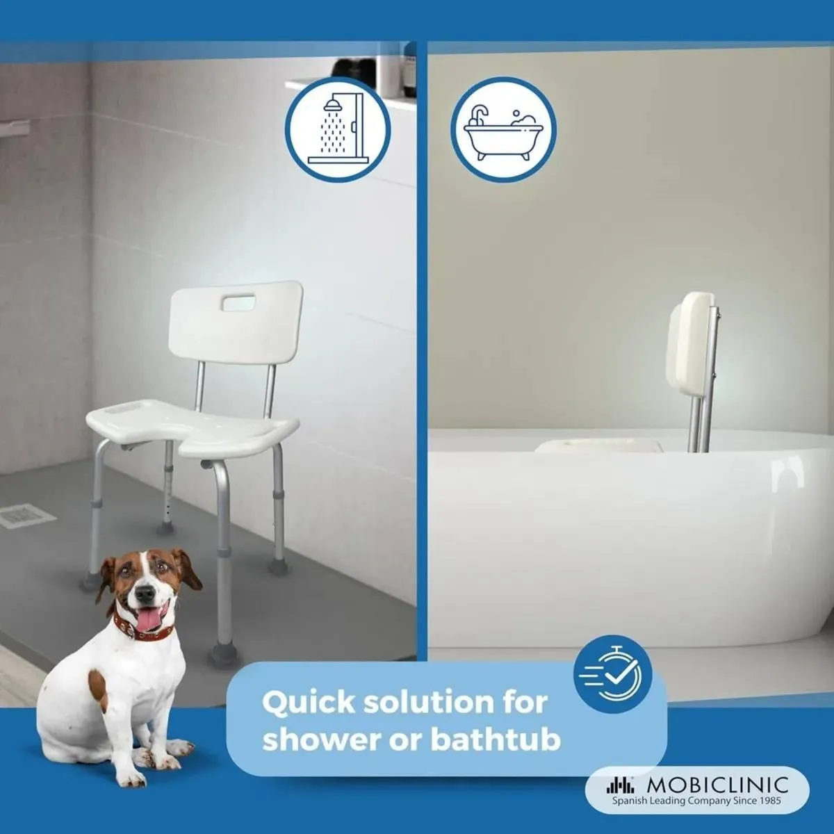Height Adjustable Bath Chair with Backrest - Image 3