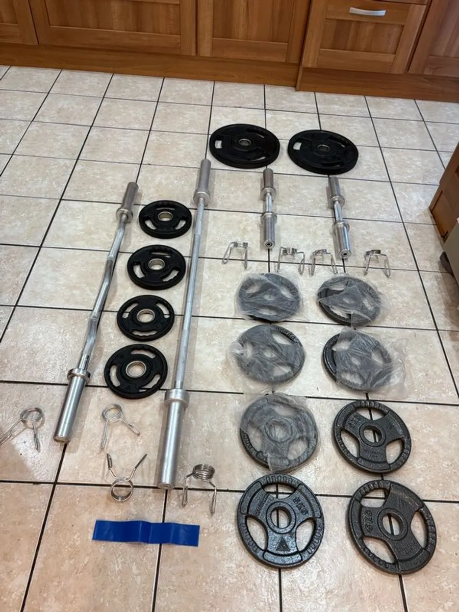 Additional Olympic Bars And Numerous Plates Set, Great Collection Or In Addition To Existing Set!!! - Image 1