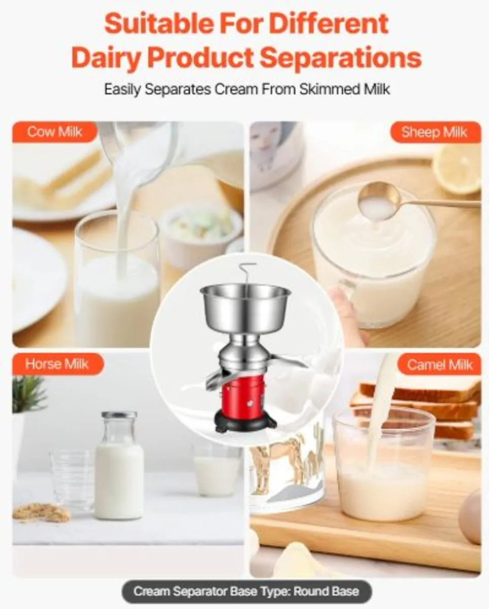 Electric Milk Cream Separator,60L/H Output 10500RP - Image 4