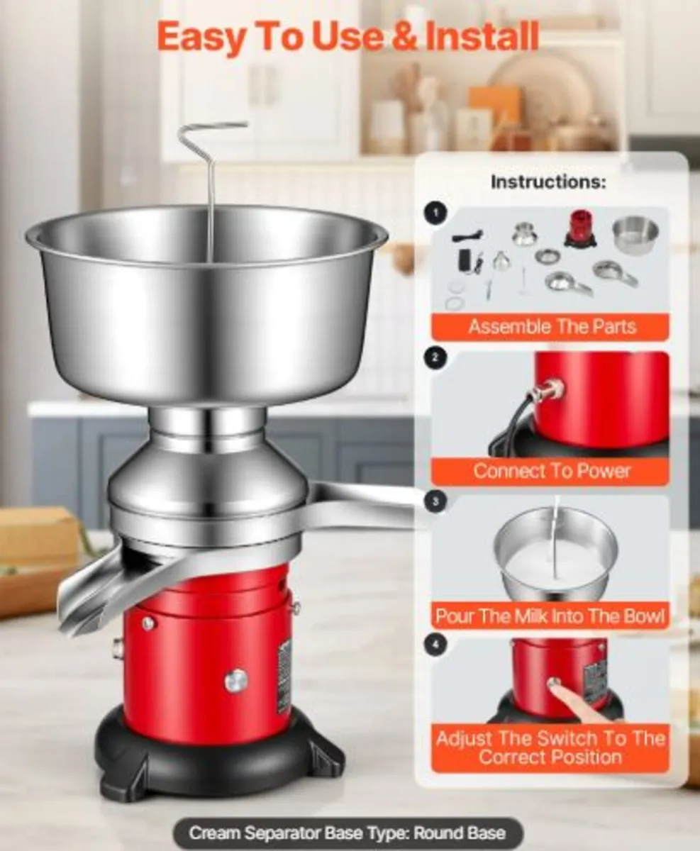 Electric Milk Cream Separator,60L/H Output 10500RP - Image 2