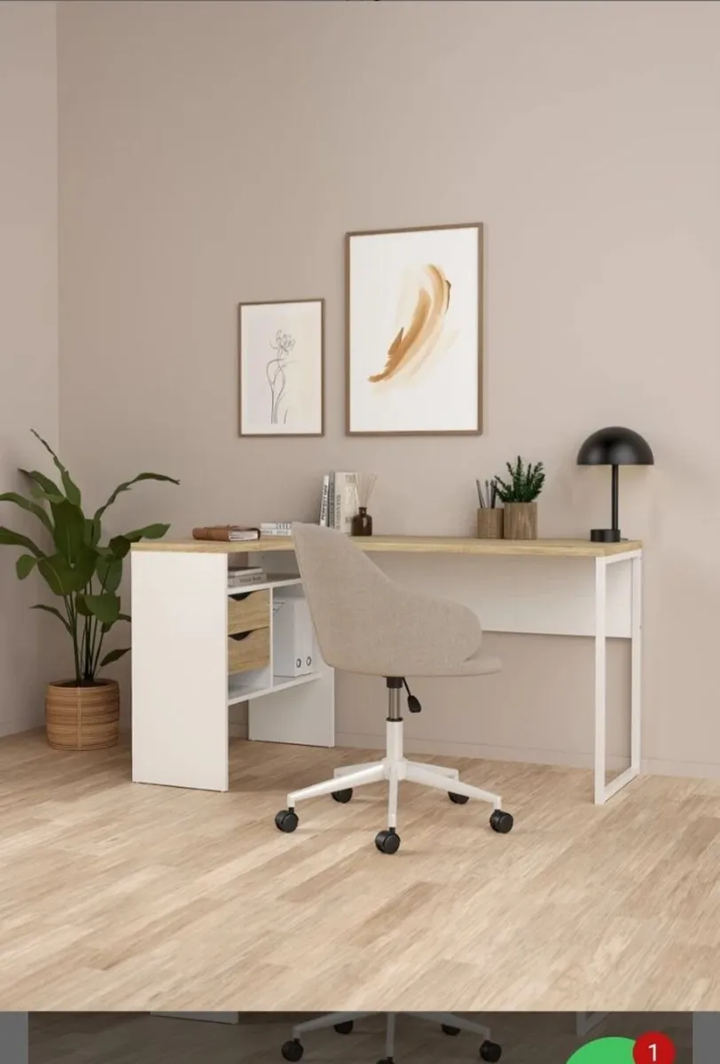 Function Plus Corner Desk White/Oak - Image 2