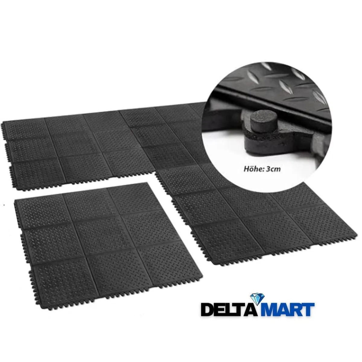 3ft x 3ft x 16mm Heavy Duty Checker Rubber Mat - Image 1